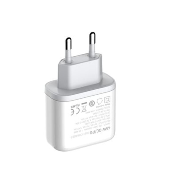 Мережевий зарядний пристрій LDNIO A2526C USB / Type-C QC PD 45W, White + Кабель Type-C to Type-C