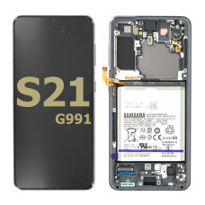 Дисплей Samsung G990 Galaxy S21 FE, з тачскріном, в рамці, Service Pack Original, Gray