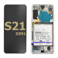 Дисплей Samsung G990 Galaxy S21 FE, з тачскріном, в рамці, White, Service