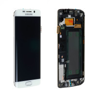 Дисплей Samsung G925 Galaxy S6 Edge, з тачскріном, в рамці, Original, White