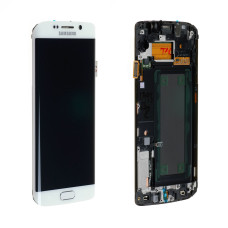 Дисплей Samsung G925 Galaxy S6 Edge, з тачскріном, в рамці, Original, White