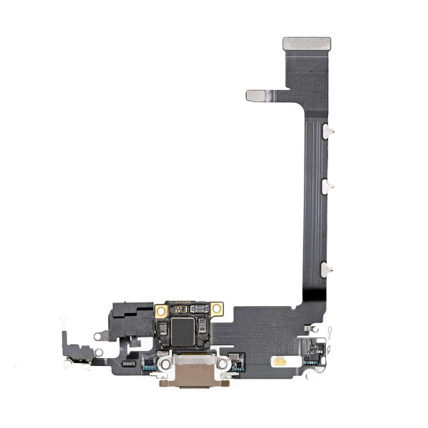 Шлейф iPhone 11 Pro Max, з роз’ємом зарядки та мікрофоном, Gold, Original