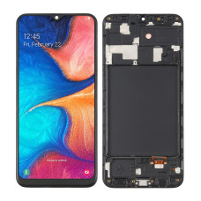 Дисплей Samsung A205 Galaxy A20, з тачскріном, в рамці, OLED