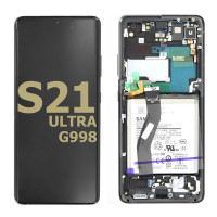 Дисплей Samsung G998 Galaxy S21 Ultra, з тачскріном, в рамці, Service Pack Original, Black