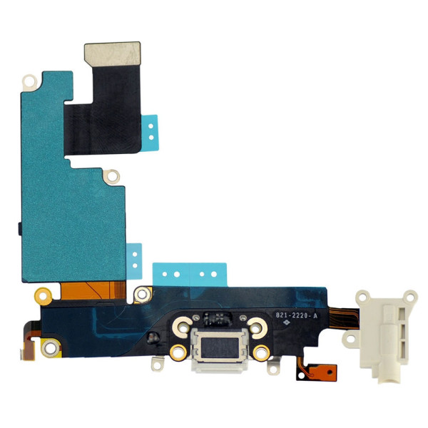 Шлейф iPhone 6 Plus конектор зарядки, мікрофон (White)