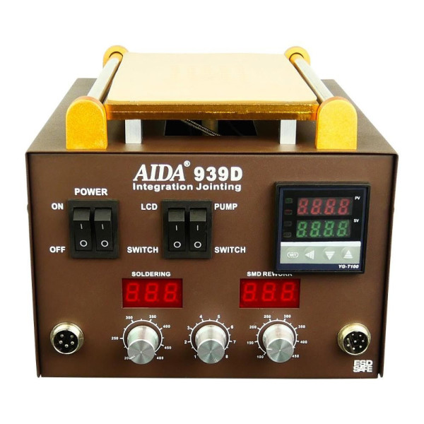 Паяльна станція термоповітряна Aida 939D з вбудованим вакуумним сепаратором 9" (Фен + Паяльник + Третя рука)