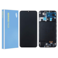 Дисплей Samsung A205 Galaxy A20, з тачскріном, в рамці, Service Pack Original