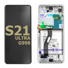 Дисплей Samsung G998 Galaxy S21 Ultra, з тачскріном, в рамці, Service Pack Original, Silver