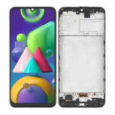 Дисплей Samsung M215 Galaxy M21, M307 Galaxy M30s, з тачскріном, в рамці, OLED, Black