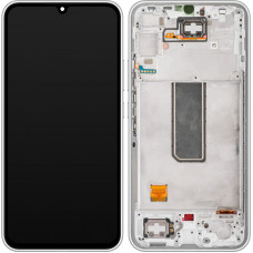 Дисплей Samsung A346 Galaxy A34, з тачскріном, в рамці, Silver, Service