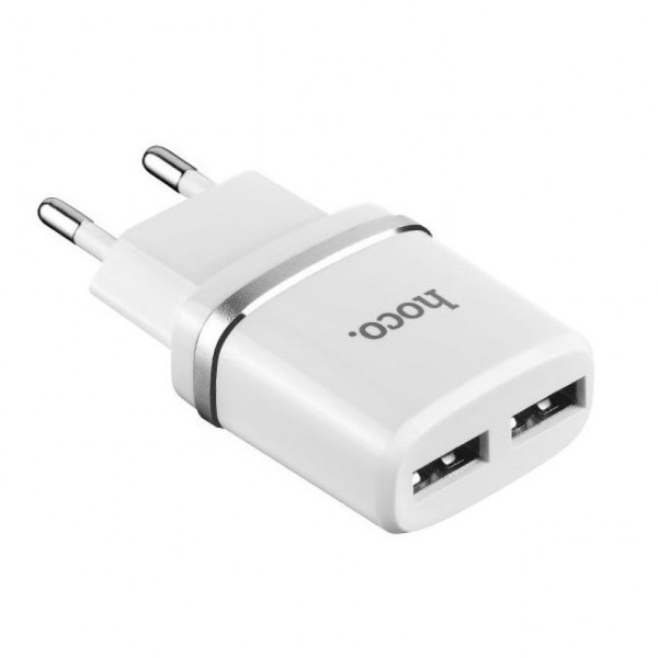 Мережевий зарядний пристрій HOCO C12 5V/2.4A 2USB White