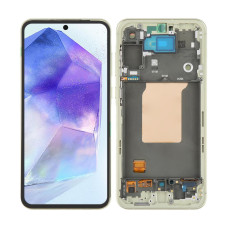 Дисплей Samsung A556 Galaxy A55, з тачскріном, в рамці, Lemon, Original