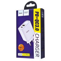 Мережевий зарядний пристрій HOCO C57A PD+QC3.0 White