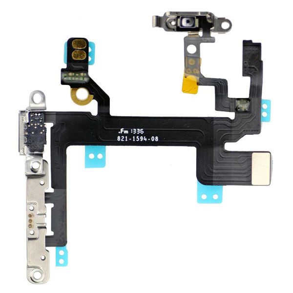 Шлейф iPhone 5S кнопка включення та регулювання гучності з металевою пластиною