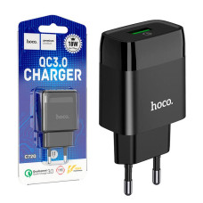 Мережевий зарядний пристрій HOCO C72Q Quick Charge 3.0A, 18W, 1USB, Black