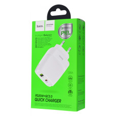 Мережевий зарядний пристрій HOCO C85A PD+QC3.0 20W White