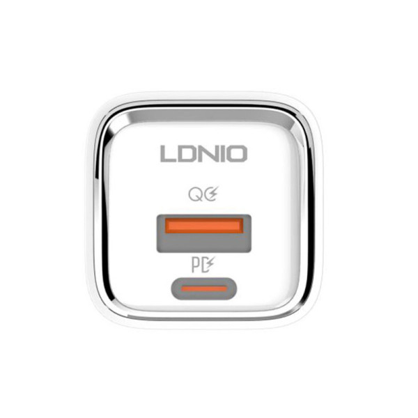 Мережевий зарядний пристрій LDNIO A2317C USB / Type-C QC PD 30W, White + Кабель Type-C to Type-C