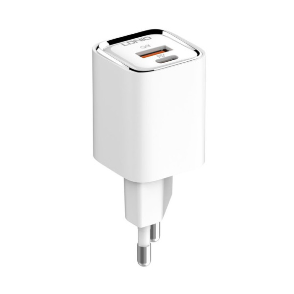 Мережевий зарядний пристрій LDNIO A2317C USB / Type-C QC PD 30W, White + Кабель Type-C to Type-C