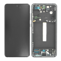 Дисплей Samsung G990 Galaxy S21 FE, з тачскріном, в рамці, Original (Refurbished), Gray